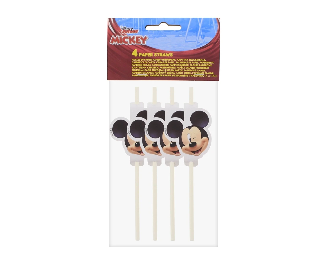 Rurki (słomki) papierowe z medalionem Mickey, 4 szt. KK